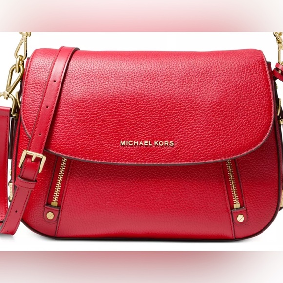 MICHAEL KORS Handbag Bedford Legacy Leather Flap Crossbody Bag Red AUTHENTIC - Picture 4 of 15